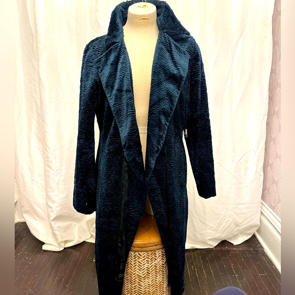 Anna Scholz Teal Mutton Wrap Coat. UK14.